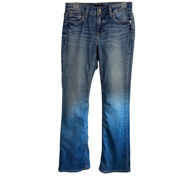 Silver Jeans Womens 28x33 Suki Bootcut Embroidered Mid Rise Stretch‎ Dark Wash - Picture 1 of 14